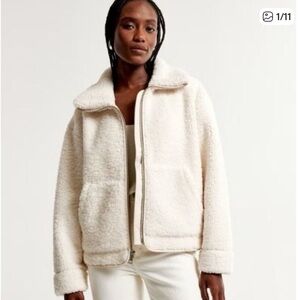 Abercrombie & Fitch Cream Sherpa Jacket